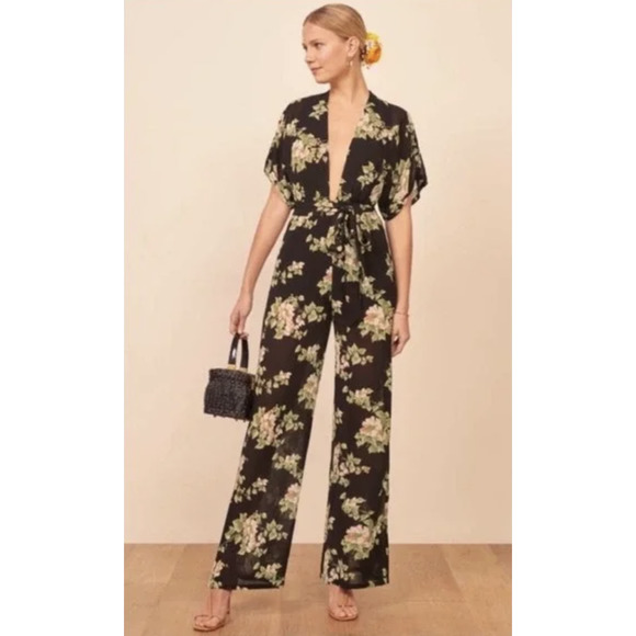 Reformation Lemongrass Jumpsuit Arielle Floral Print Size Small - Picture 9 of 9